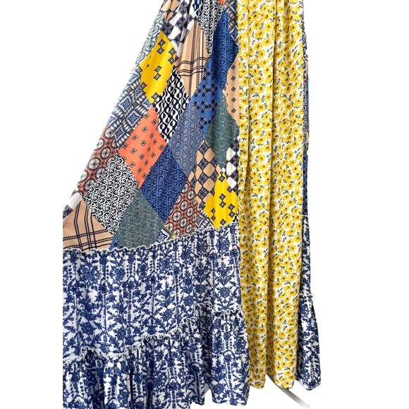 Easel Mixed Print Halter Maxi Dress Sz M Floral Patchwork Boho Hippie Festival - Picture 7 of 15